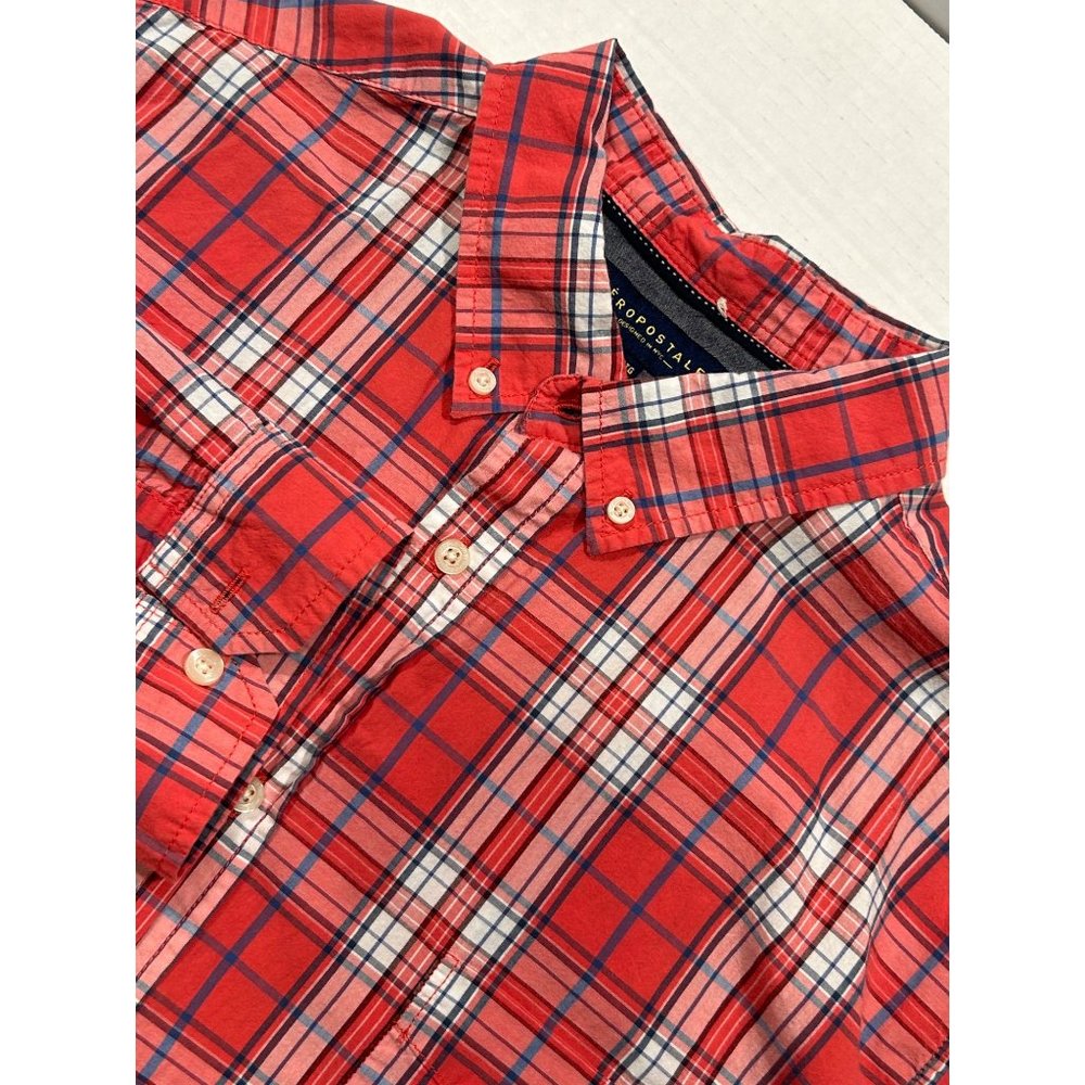 Aeropostale Mens Red Plaid XL Long Sleeve Light Weight Shirt